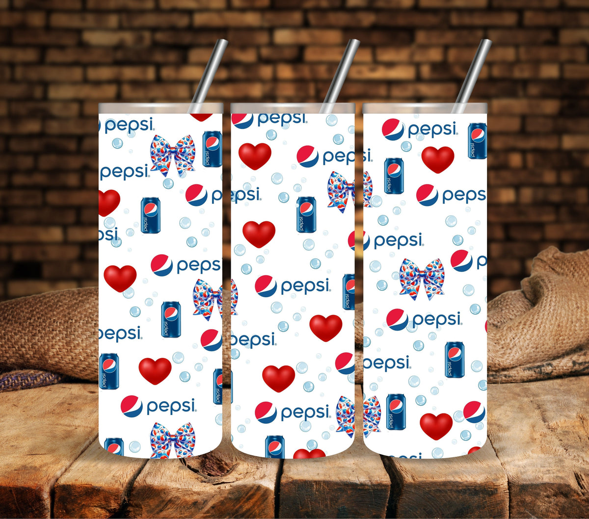 Pepsi Coquette Bow wrap Vinyl tumbler wraps