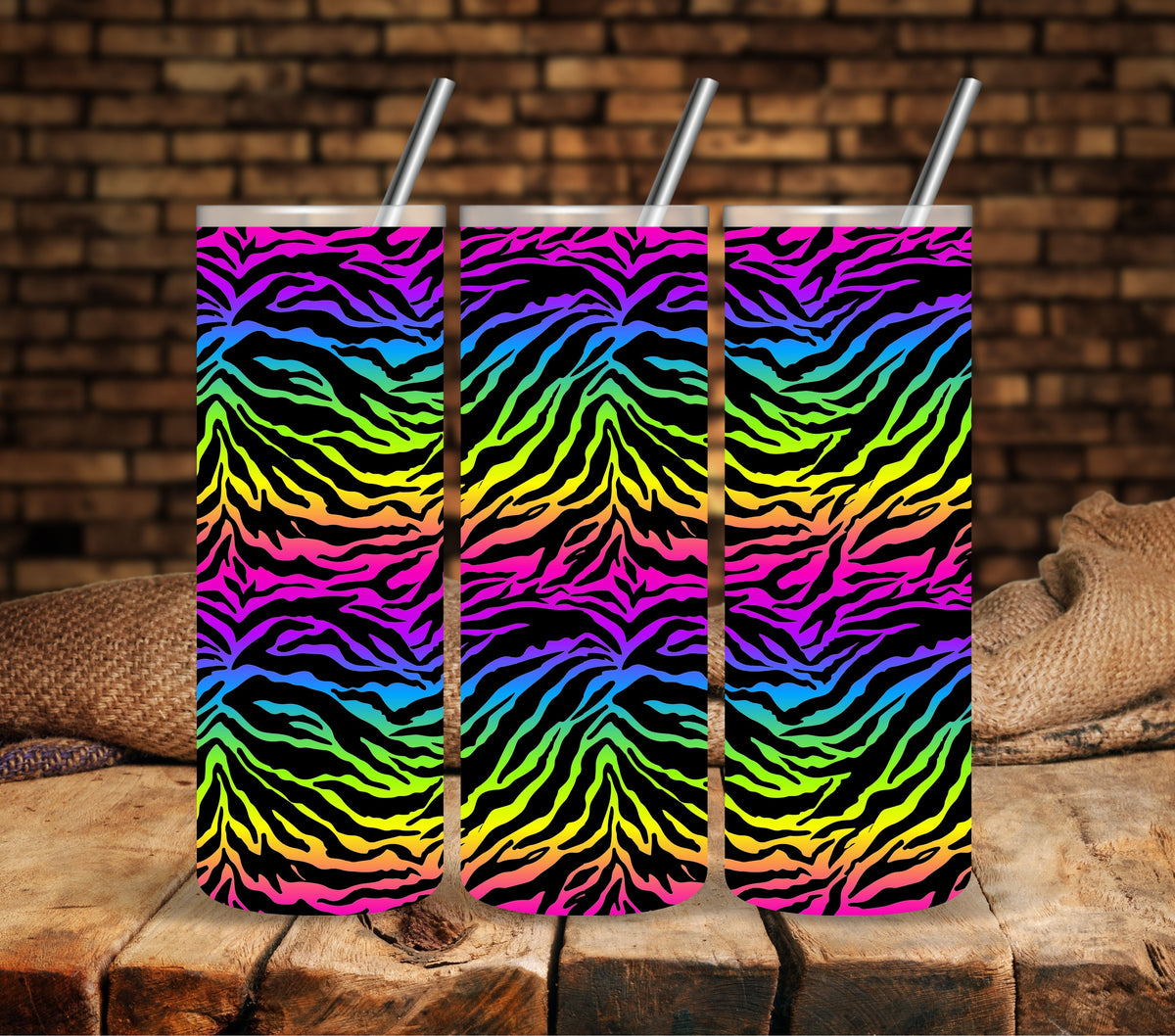 Rainbow Zebra wrap  UV DTF tumbler wraps