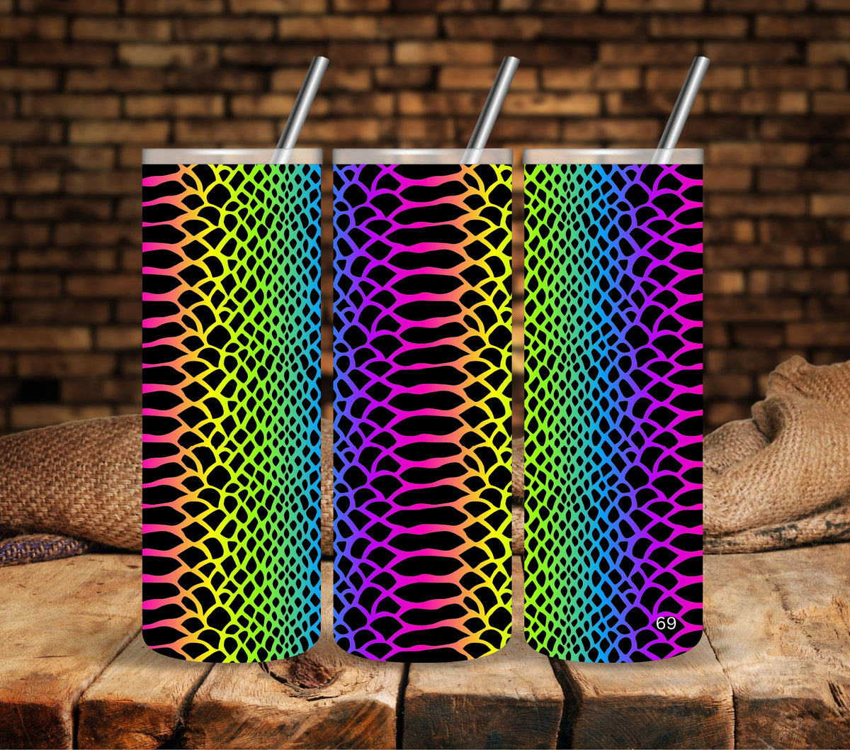 Rainbow Snakeskin wrap  UV DTF tumbler wraps