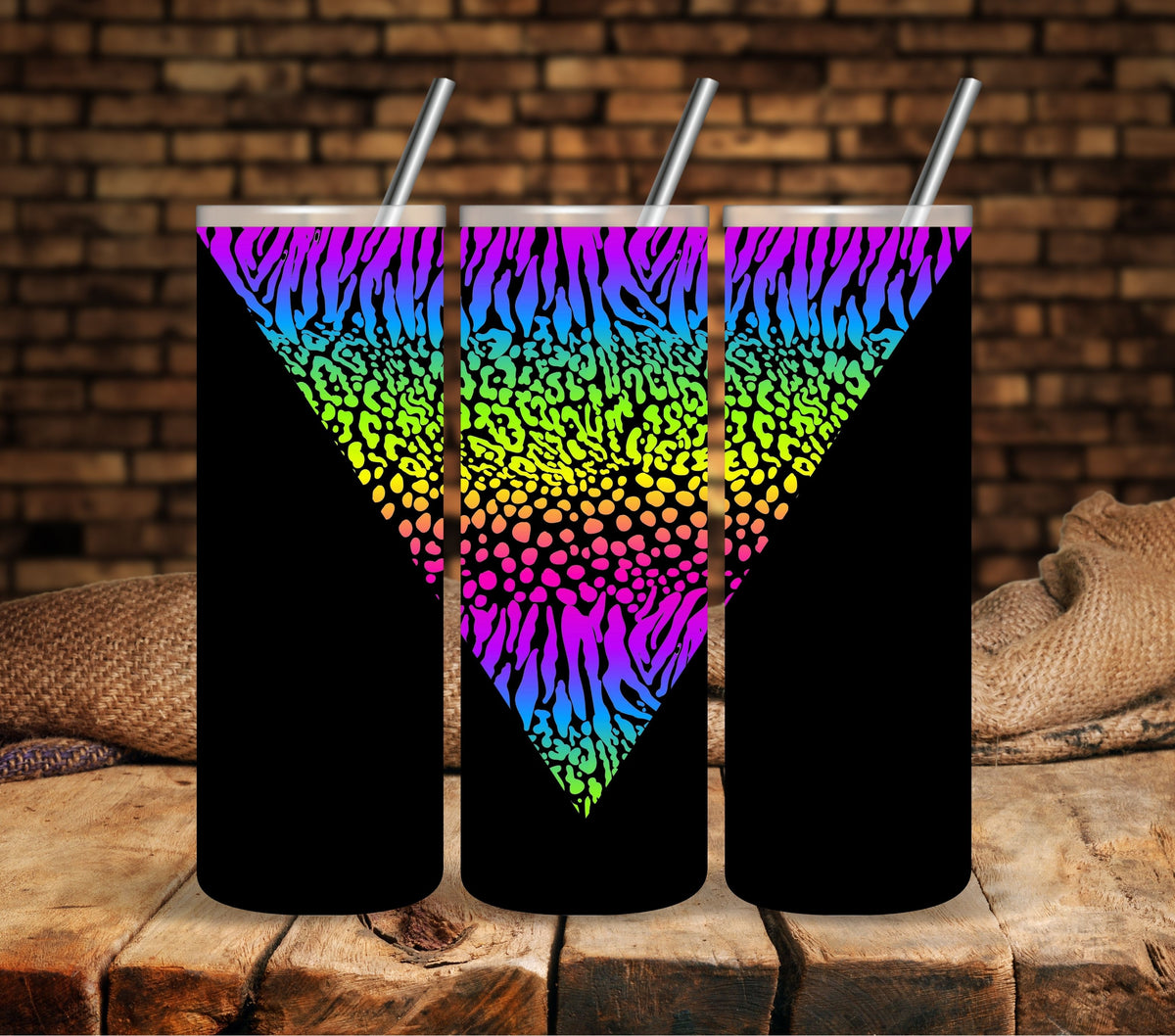 Rainbow Safari wrap  UV DTF Vsplit tumbler wraps