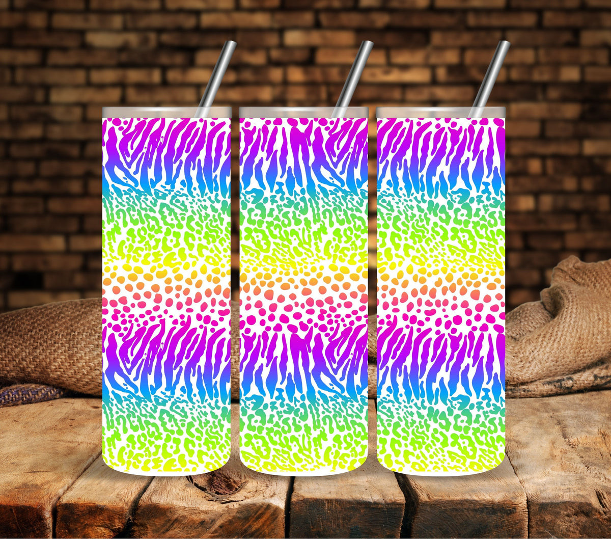 Rainbow Safari wrap  UV DTF  tumbler wraps