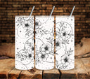 Boho Floral #1 Black UV DTF  tumbler wraps