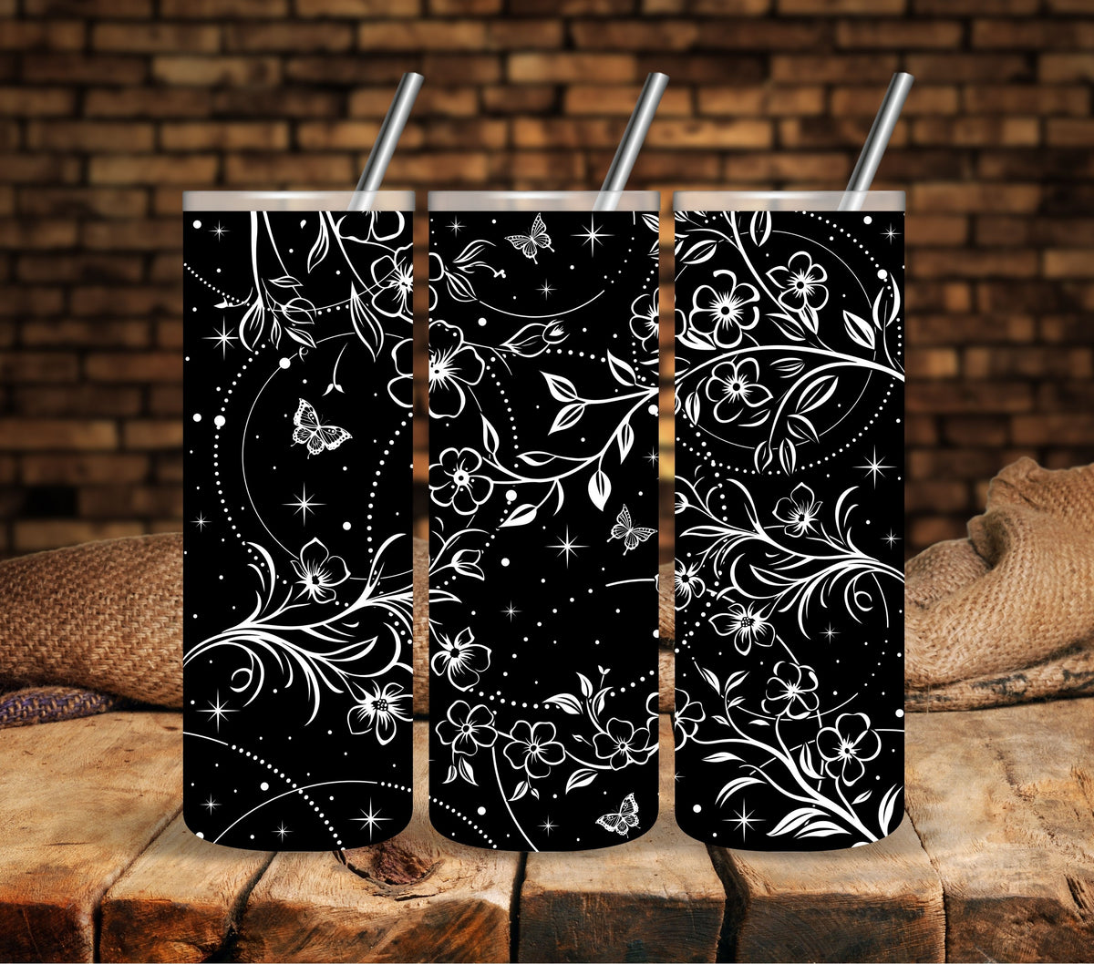 Boho Floral #2 White UV DTF  tumbler wraps