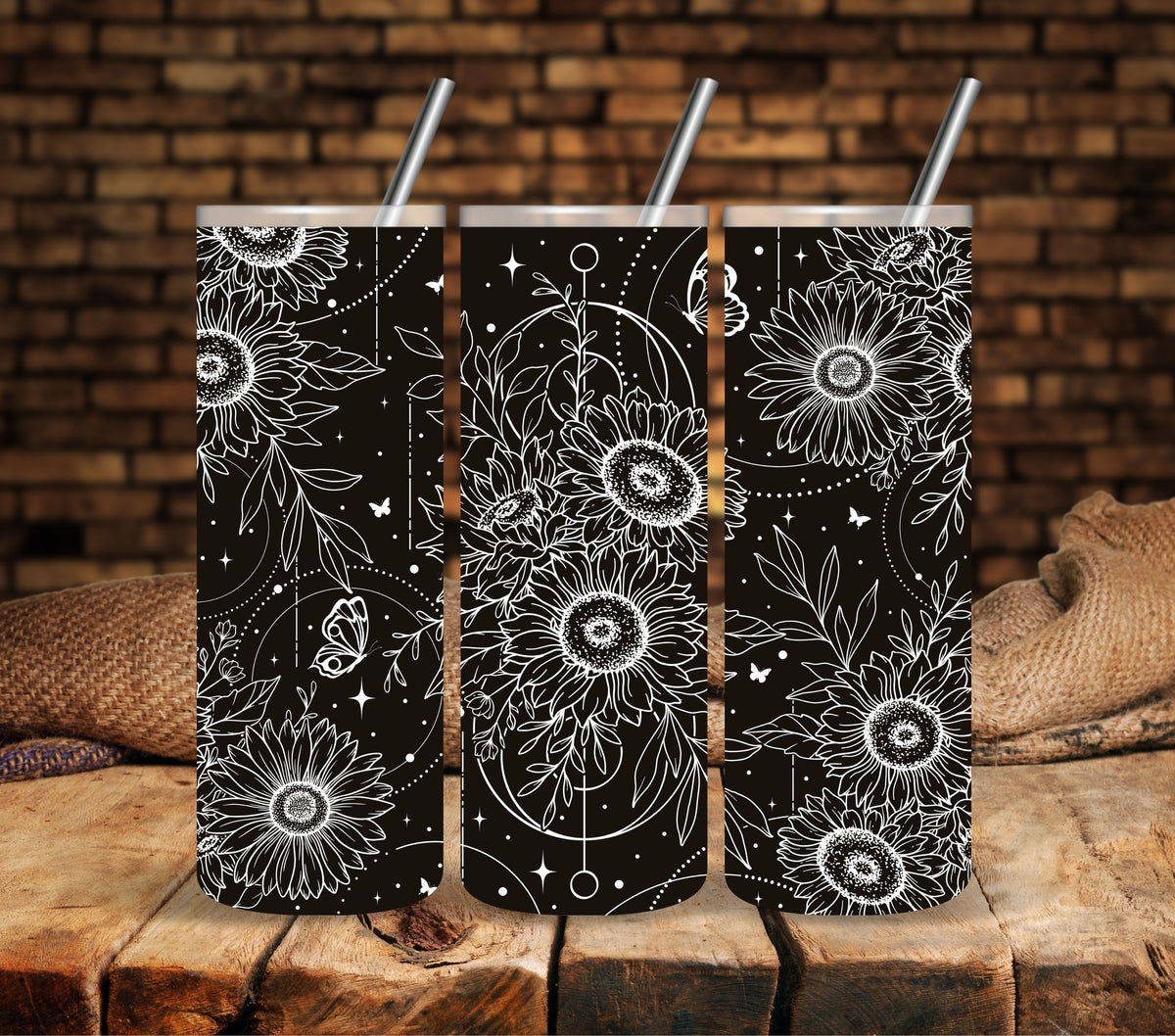 Boho Floral #3 White UV DTF  tumbler wraps