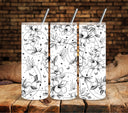 Boho Floral #4 Black UV DTF  tumbler wraps