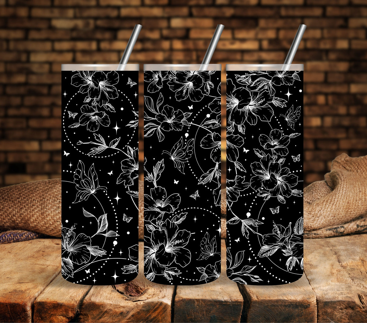 Boho Floral #4 White UV DTF  tumbler wraps