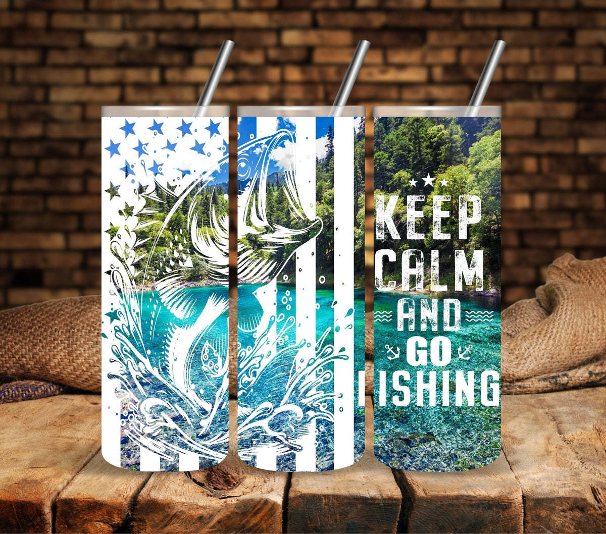 Keep Calm and Go fishing White UV DTF  tumbler wraps
