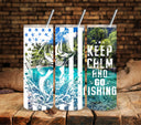 Keep Calm and Go fishing White UV DTF  tumbler wraps