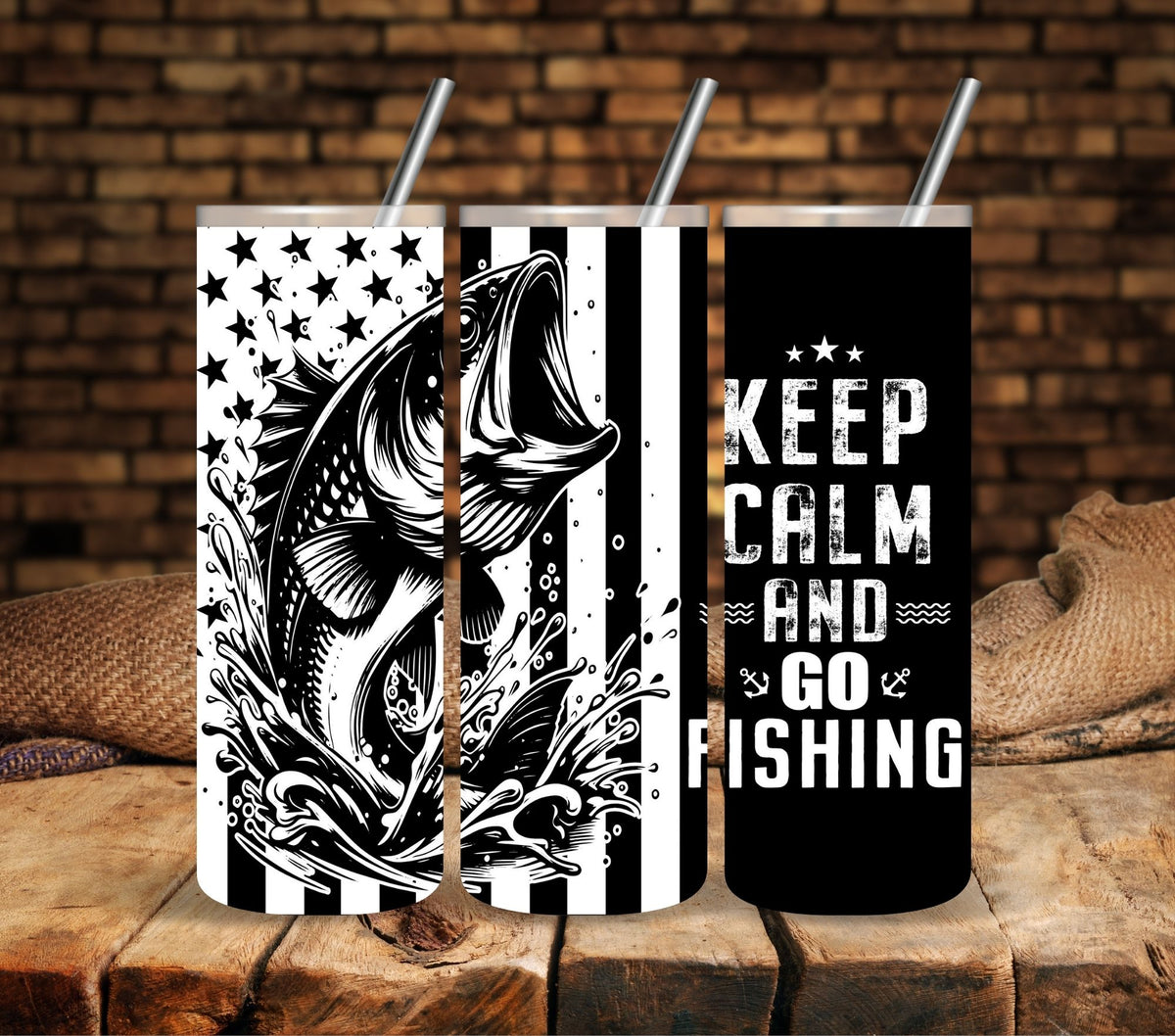 Keep Calm and Go fishing White UV DTF  tumbler wraps