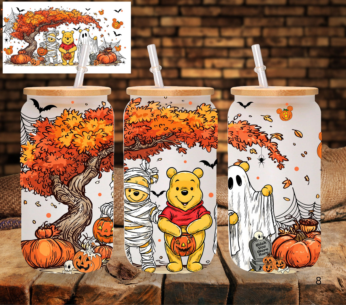 Winnie the Boo UV DTF Libbey wrap