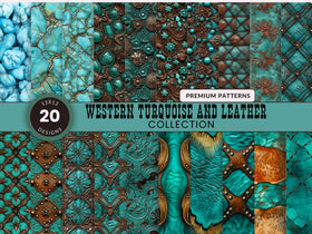 Western Turquoise and Leather Collection Vinyl collection- 12x12 vinyl sheets-20 designs available