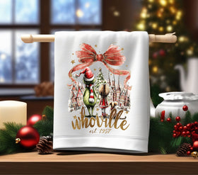 Whoville Bow DTF Transfers for pillows and towels