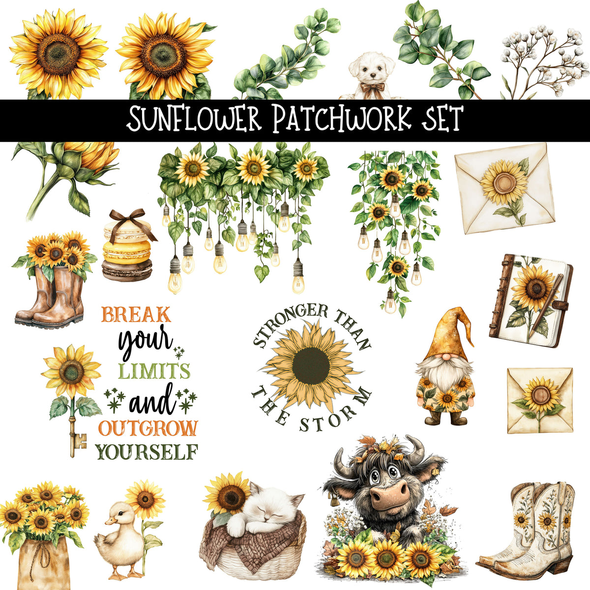 Sunflower Doodle Patchwork Set