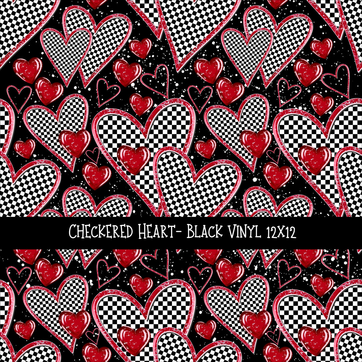 Checkered Heart vinyl sheet 2 color options