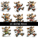 Ice Skating Moose - UV DTF Decal sheet