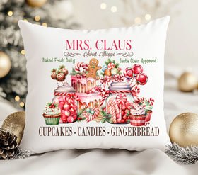 Mrs. Claus Sweet Shoppe DTF Transfers for pillows and towels