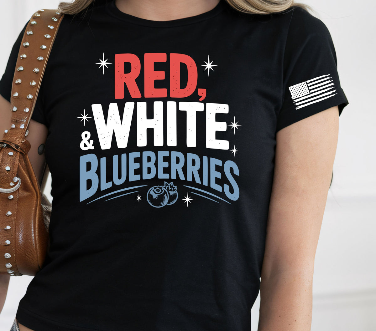 Red White and Blueberries with flag DTF Transfers- 2 piece set