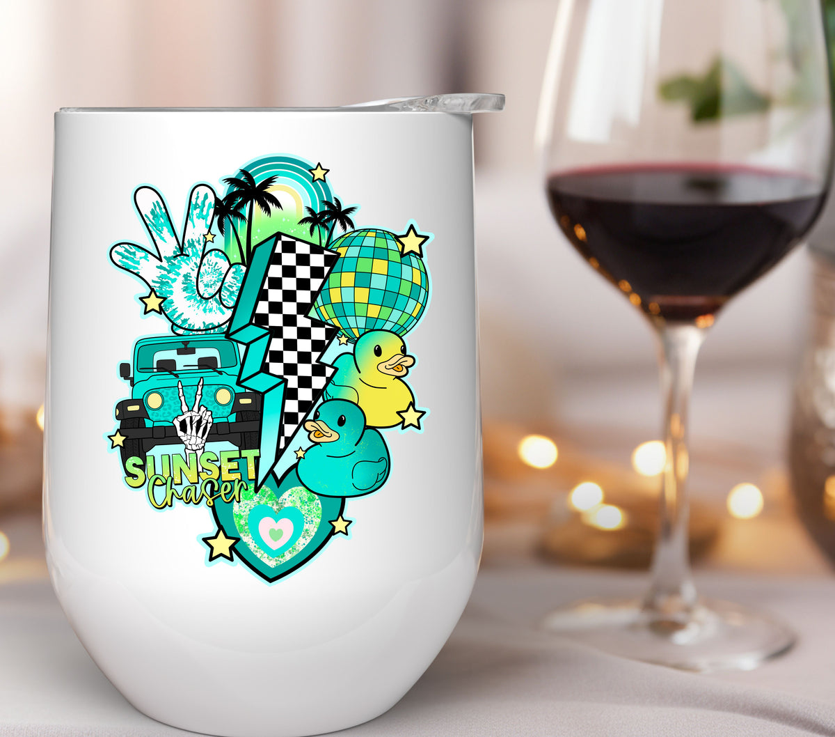 Sunset Chaser Teal UV DTF Decal