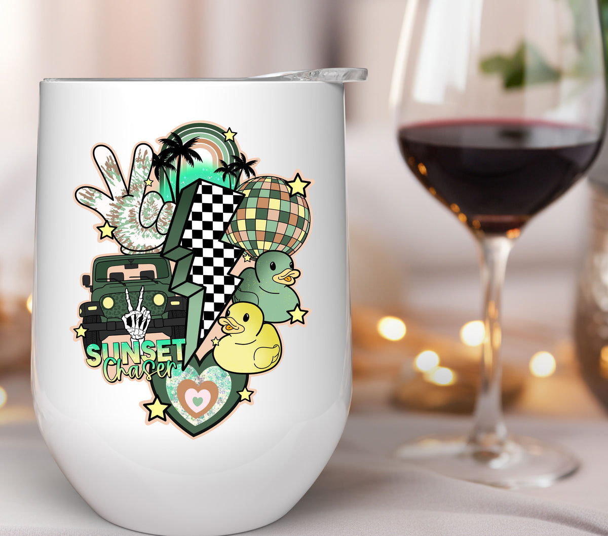 Sunset Chaser Green UV DTF Decal