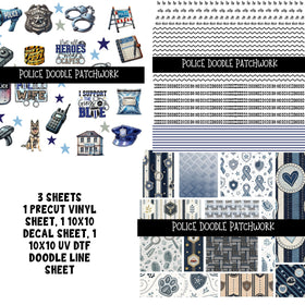 Police Doodle Patchwork Set
