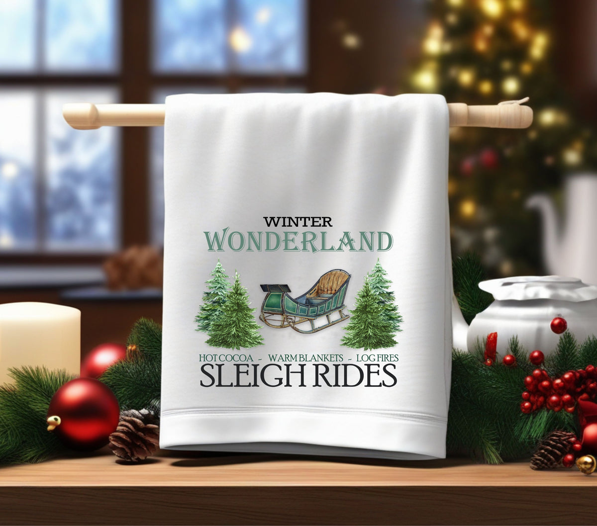 Sleigh rides DTF Transfers for pillows and towels