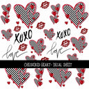 Checkered Heart UV DTF Decal sheets