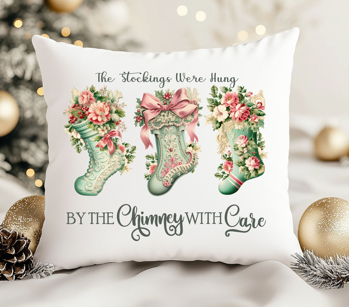 The stockings were hung DTF Transfers for pillows and towels