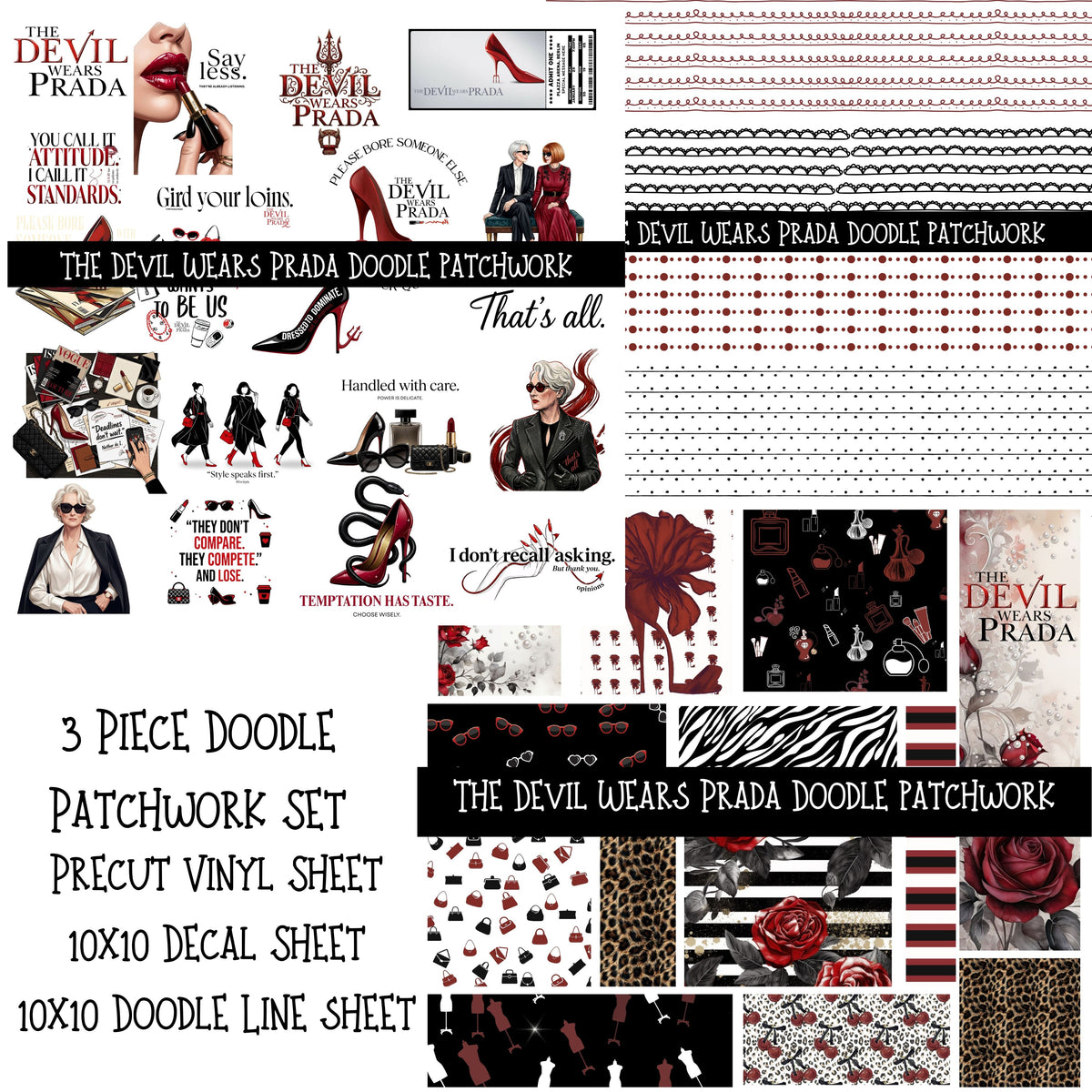 The Devil Wears Prada Doodle Patchwork Set