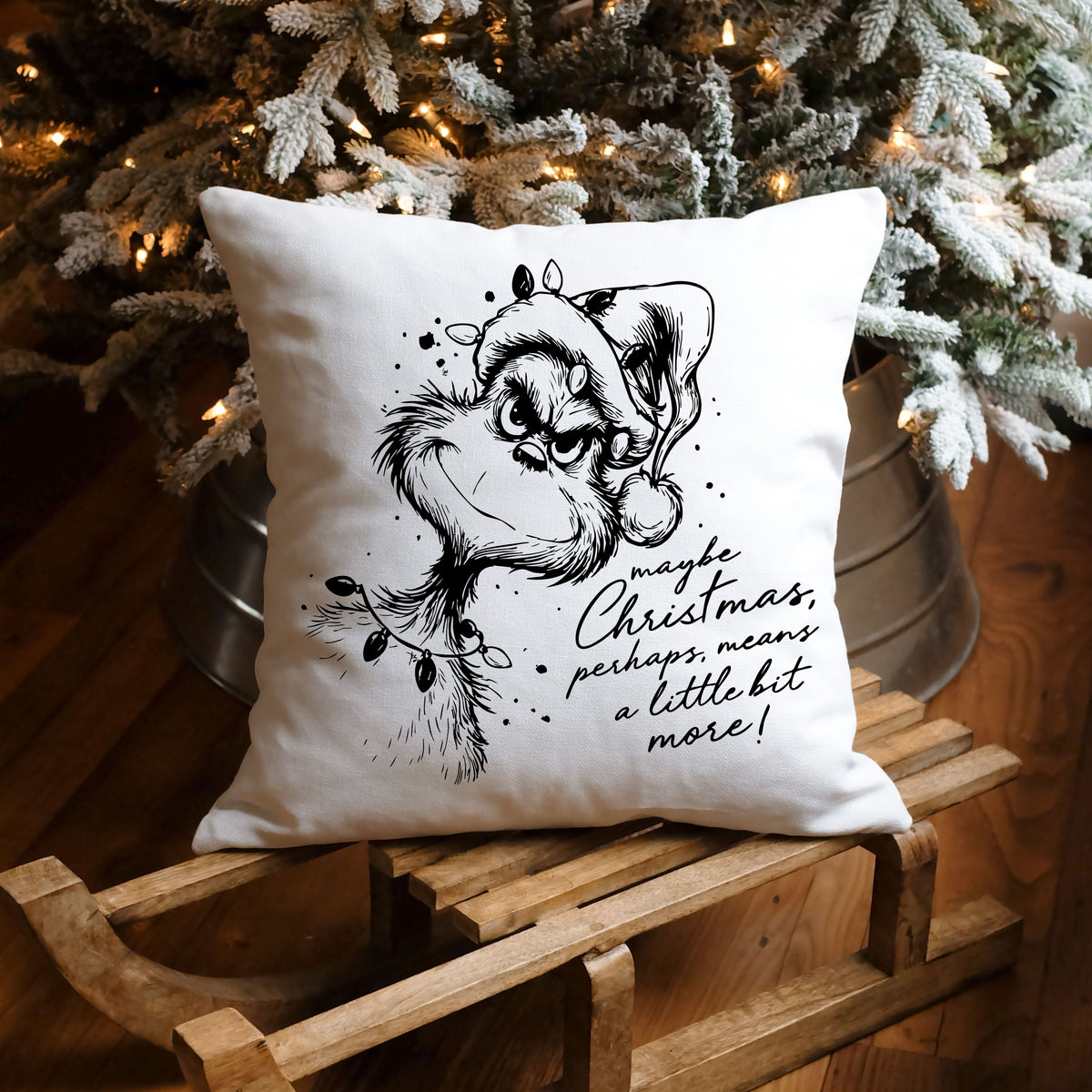 Maybe Christmas Sketch Black DTF Transfers