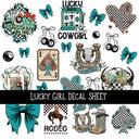 Lucky Girl UV DTF Decal sheet