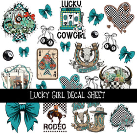Lucky Girl UV DTF Decal sheet