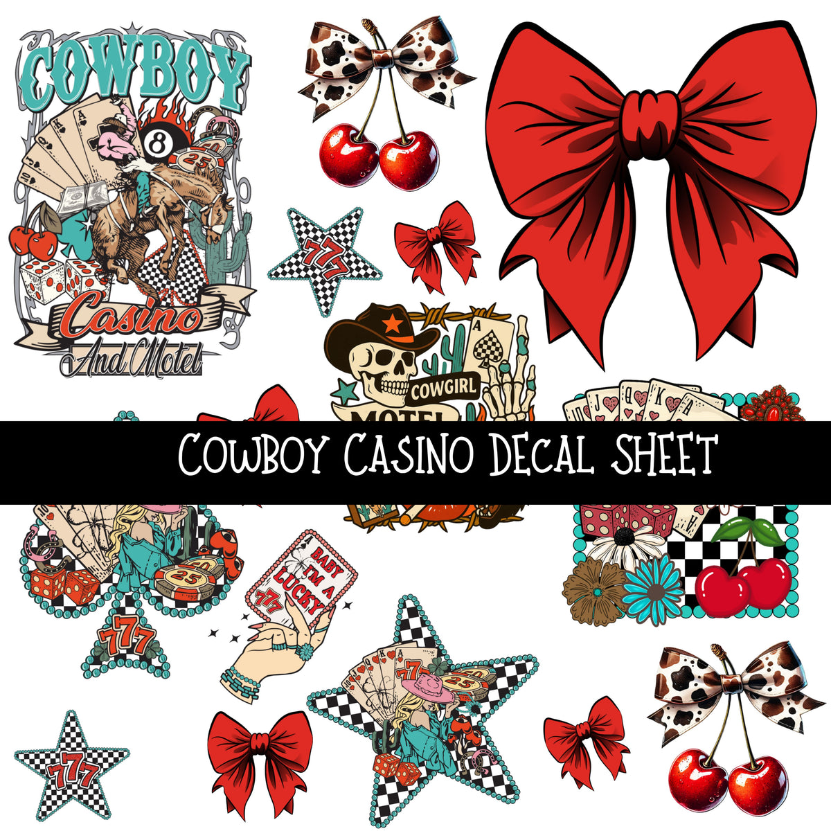 Cowboy Casino UV DTF Decal sheet