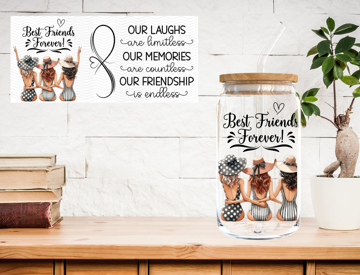 Best friends forever UV DTF Libbey wrap