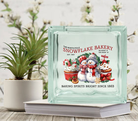 Snowflake Bakery Glass Block Decal 2 sizes available