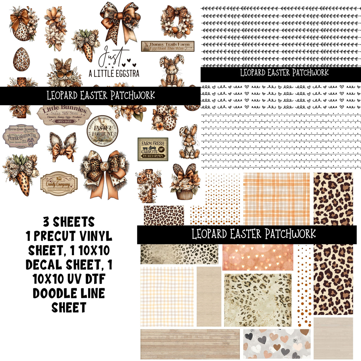 Leopard Easter Doodle Patchwork Set