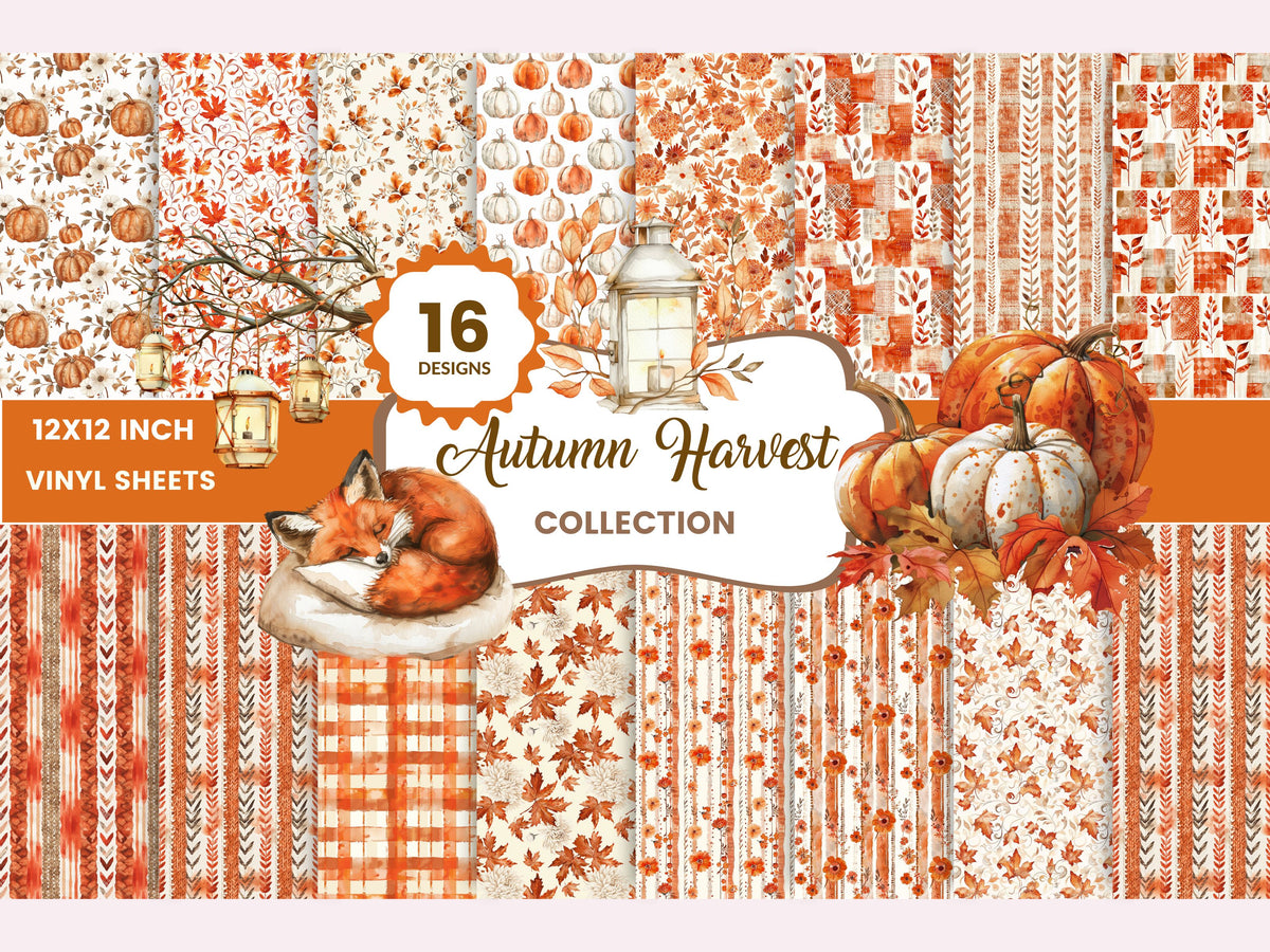 Autumn Harvest Vinyl collection- 12x12 vinyl sheets-16 designs available