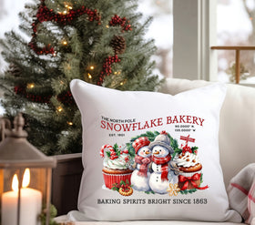 Snowflake Bakery DTF Transfers for pillows and towels