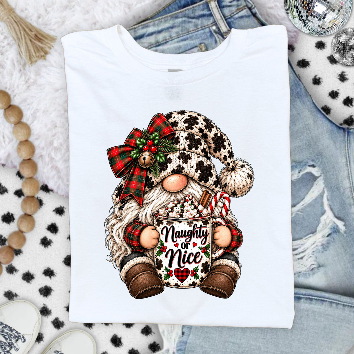 Candy Cane Gnome DTF Transfers