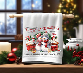 Snowflake Bakery DTF Transfers for pillows and towels