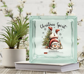 Christmas Spirit Snowman Glass Block Decal