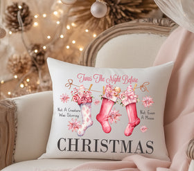 Twas the Night Before Christmas Pink DTF Transfers for pillows and towels