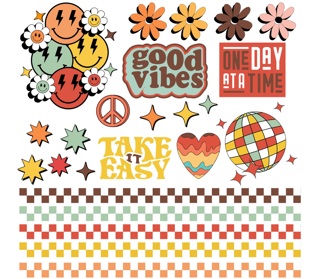 Good Vibes Decal Sheet UV DTF Decal accent Sheet 10x10