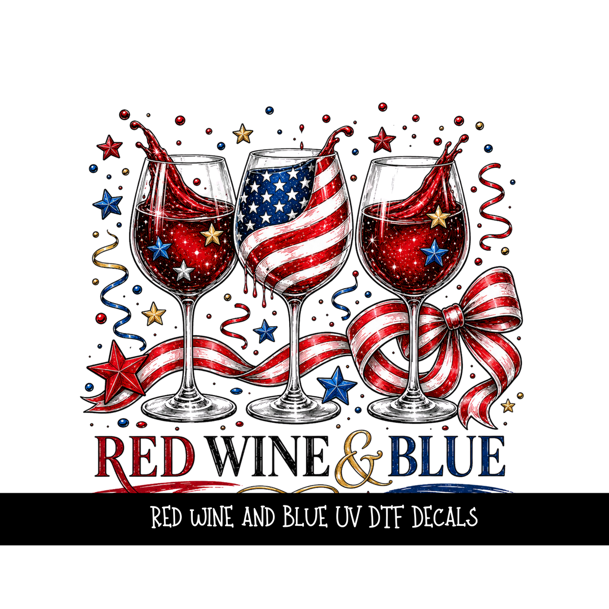 Red wine and Blue UV DTF Decal
