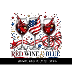 Red wine and Blue UV DTF Decal