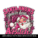 Santa Knows you've been a Bitch UV DTF Decal