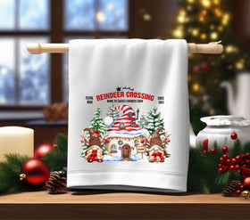 Reindeer Crossing Gnomes DTF Transfers for pillows and towels