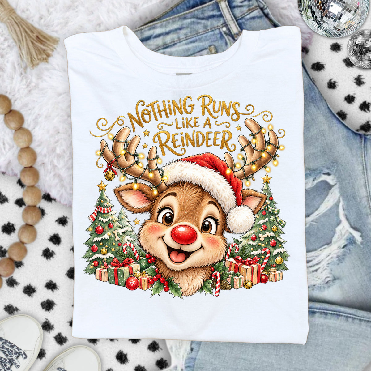 Nothing runs like a reindeer DTF Transfers 2pc set