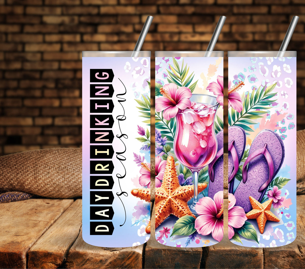 Day Drinking Vinyl tumbler wraps