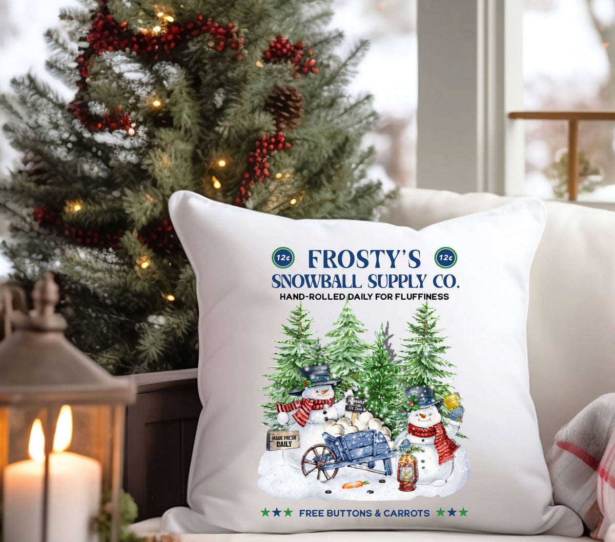 Frosty's Snowball Supply Co. DTF Transfers for pillows and towels