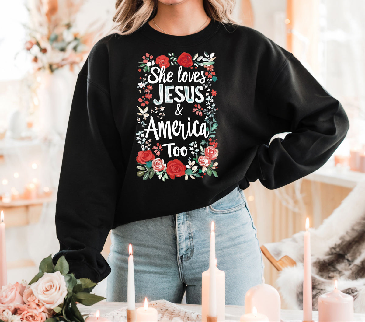 She loves Jesus floral DTF Transfers